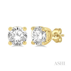 ASHI Round Shape Diamond Stud Earrings 66301PPFGERYG