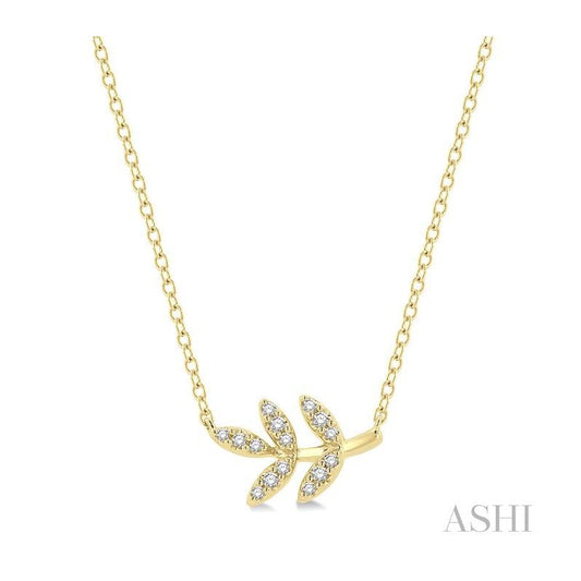 ASHI Leaf Petite Diamond Fashion Pendant 648B8PPTSPDYG