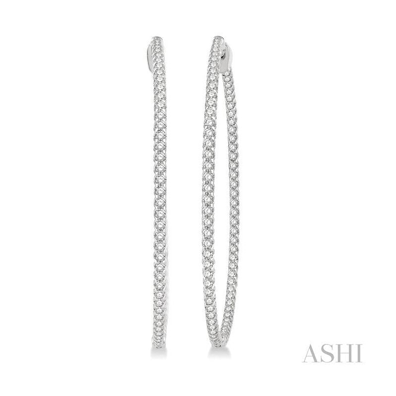 ASHI Inside-Out Diamond Hoop Earrings 629C0PPFGERWG-2.00