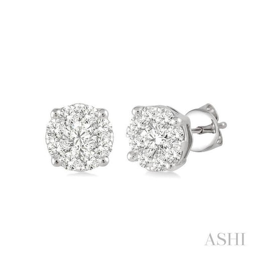 ASHI Round Shape Lovebright Essential Diamond Stud Earrings 91753PPFGERWG