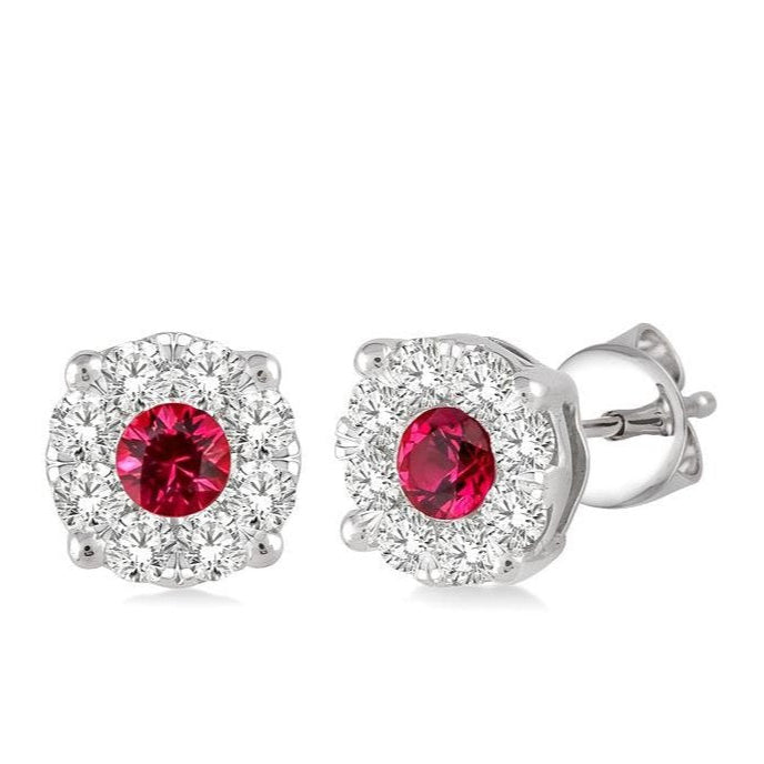 Parkplace Jewelers Round Shape Lovebright Gemstone & Diamond Earrings 58473PPFVERRBWG