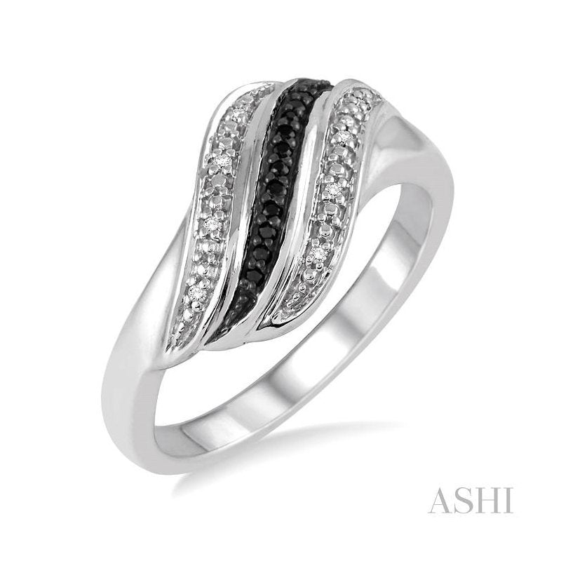ASHI Silver Black Diamond Fashion Ring 87348PPSSSLRG