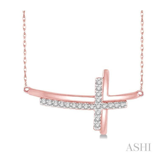 ASHI Sideway Cross Diamond Pendant 96438PPTSPDPG