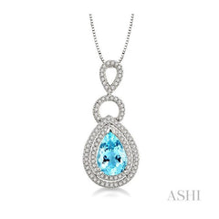 ASHI Pear Shape Gemstone & Halo Diamond Pendant 60835PPFNPDAQWG