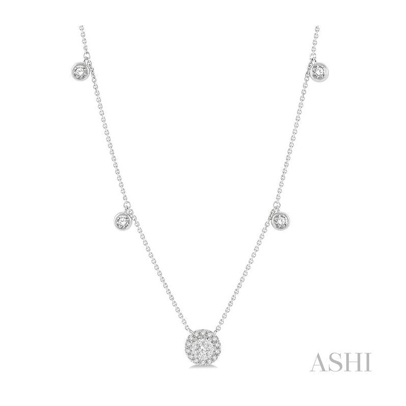 ASHI Halo Lovebright Diamond Station Necklace 9986UPPFGNKWG