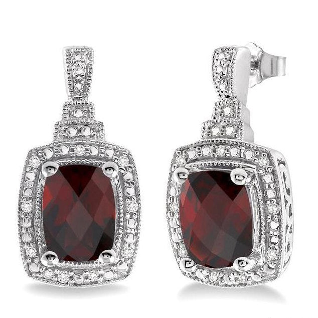 Parkplace Jewelers Silver Cushion Shape Gemstone & Diamond Earrings 88108PPSSGTSLER