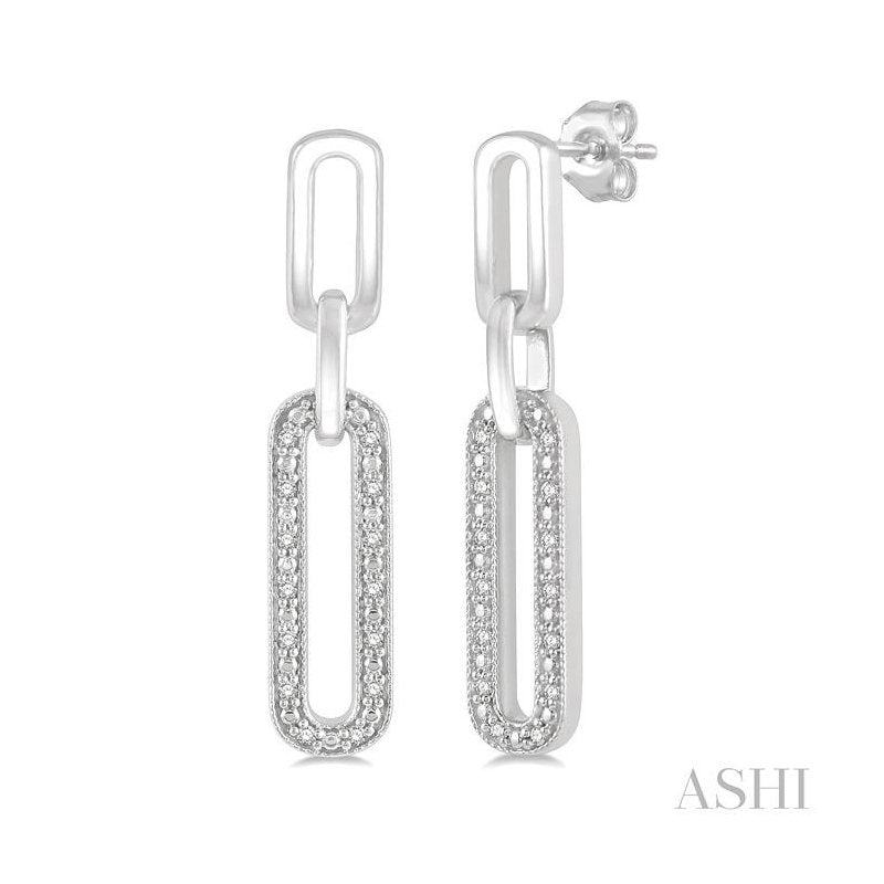 ASHI Silver Paper Clip Diamond Fashion Long Earrings 88878PPSSSLER