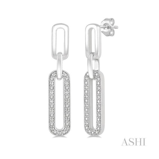 ASHI Silver Paper Clip Diamond Fashion Long Earrings 88878PPSSSLER