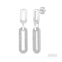 ASHI Silver Paper Clip Diamond Fashion Long Earrings 88878PPSSSLER