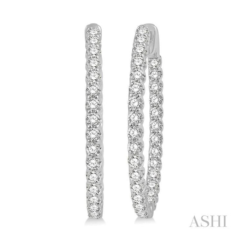 ASHI Inside-Out Diamond Oval Hoop Earrings 624B0PPFGERWG-3.00