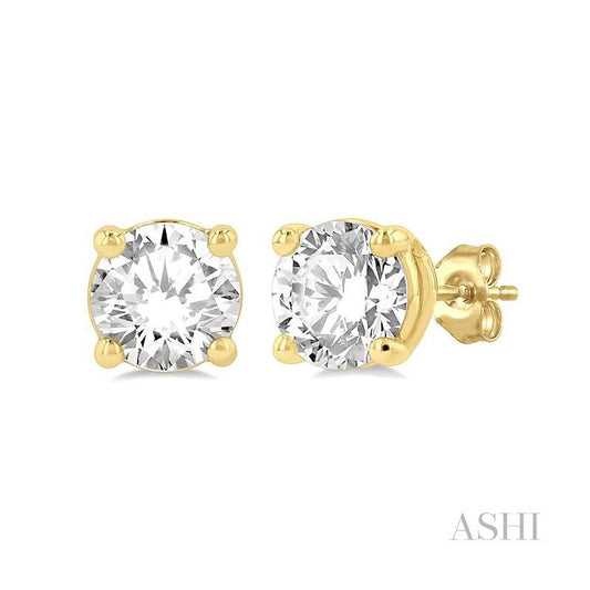 ASHI Round Shape Diamond Stud Earrings 66300PPFGERYG-1.25