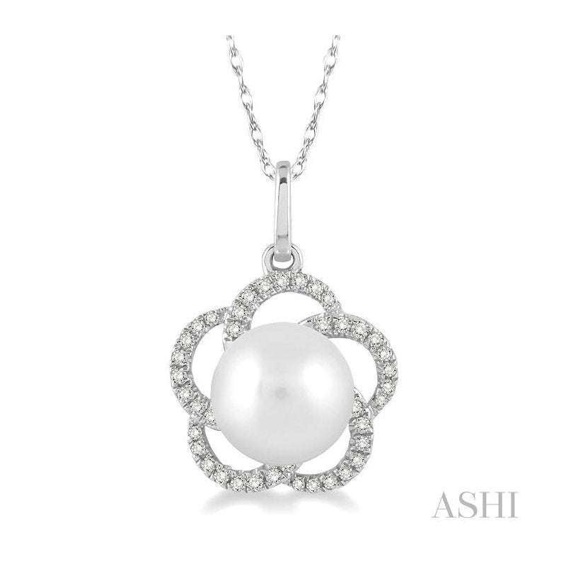 ASHI Flower Pearl & Diamond Pendant 56788PPFSPDWPWG