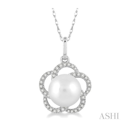 ASHI Flower Pearl & Diamond Pendant 56788PPFSPDWPWG