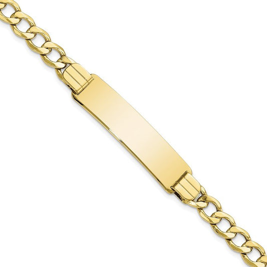 Quality Gold 10k Semi-solid Curb Link ID Bracelet 10DCID142