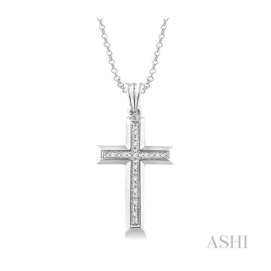 ASHI Silver Cross Diamond Pendant 86609PPSSSLPD