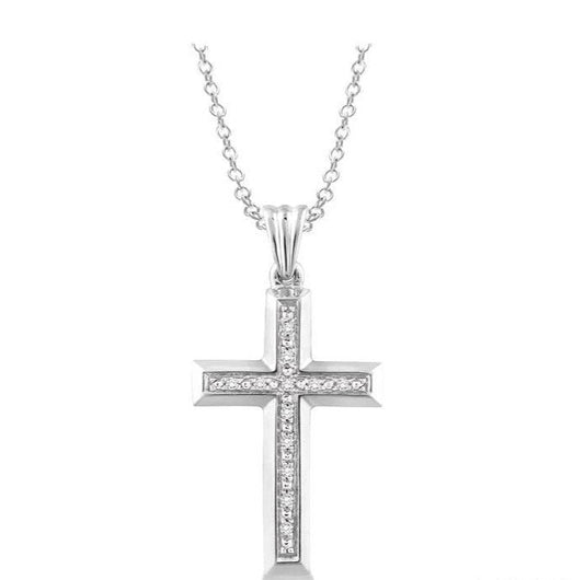 Parkplace Jewelers Silver Cross Diamond Pendant 86609PPSSSLPD