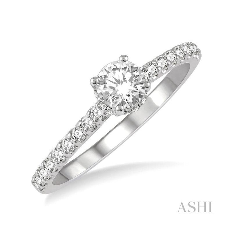 ASHI Round Shape Diamond Engagement Ring 259J4PPFHWG-LE