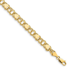 Quality Gold 14k Double Link with Hearts Charm Bracelet DO501