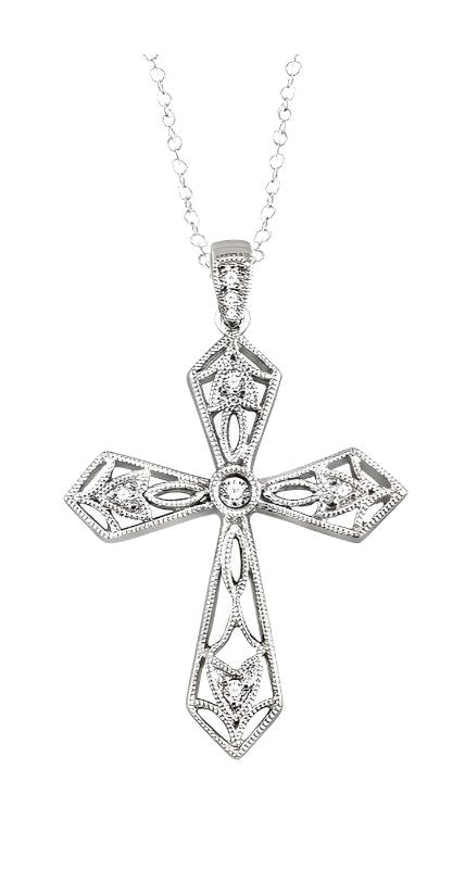 Parkplace Jewelers Silver Cross Diamond Pendant 86419PPSSSLPD