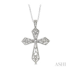 ASHI Silver Cross Diamond Pendant 86419PPSSSLPD