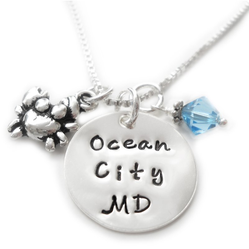 Ocean City MD Round Disc Necklace