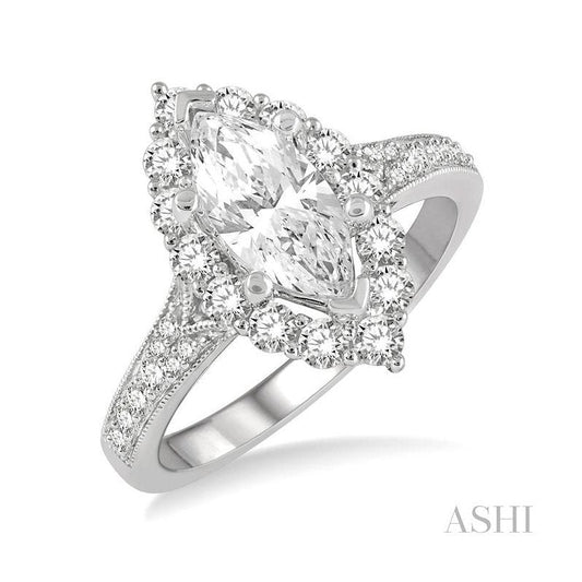 Parkplace Jewelers Marquise Shape Semi-Mount Halo Diamond Engagement Ring 222J2PPFHWG-SM