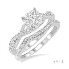 ASHI Round Shape Lovebright Diamond Wedding Set 159C3PPFVWG-WS