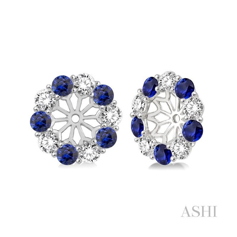 ASHI Gemstone & Diamond Earrings Jacket 65371PPFVSPWG