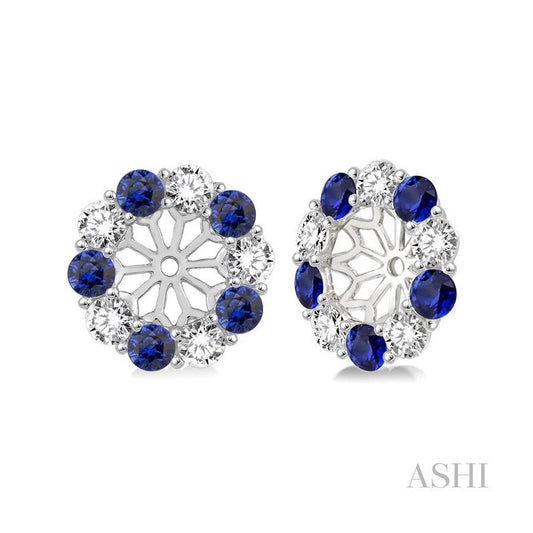 ASHI Gemstone & Diamond Earrings Jacket 65371PPFVSPWG