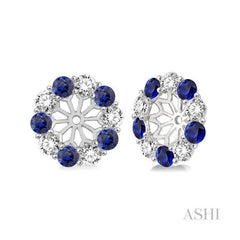 ASHI Gemstone & Diamond Earrings Jacket 65371PPFVSPWG