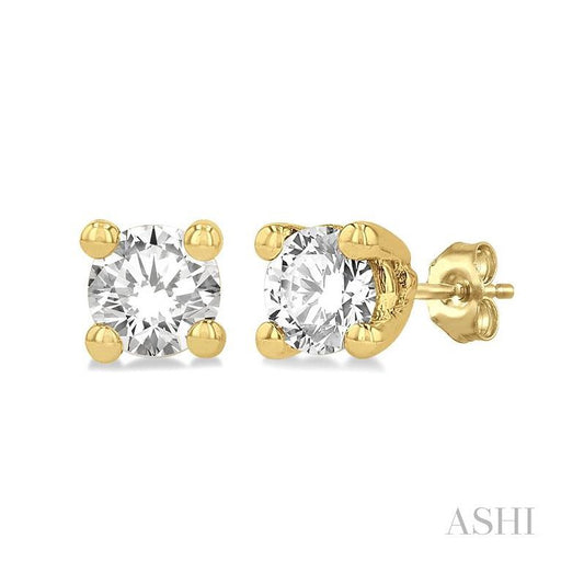 ASHI Round Shape Diamond Stud Earrings 66308PPFGERYG
