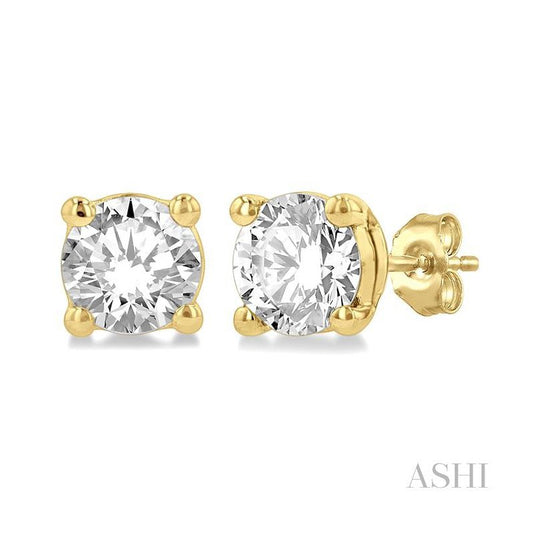 ASHI Round Shape Diamond Stud Earrings 66303PPFGERYG