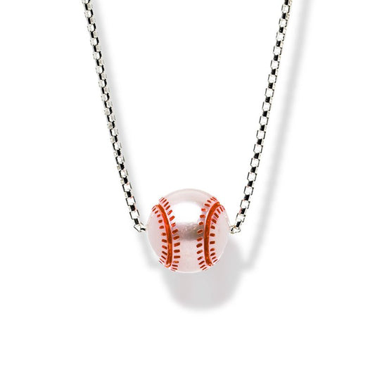 Ocean City Collection Sterling silver Baseball Pearl Necklace PT-03FW