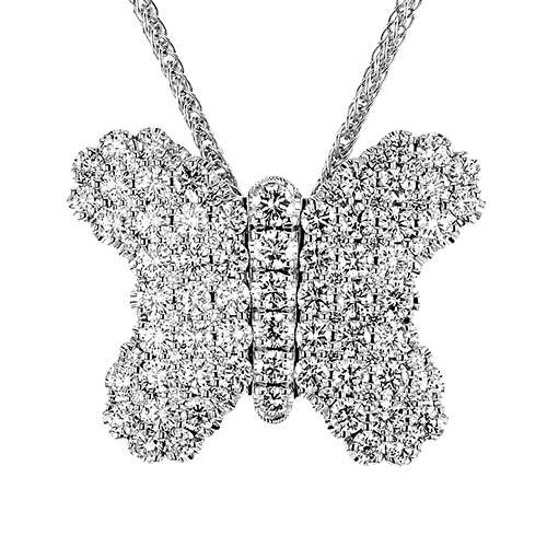 Diamond Encrusted Butterfly Pendant in 18k Gold LP4659 WHITE 18K X WHITE