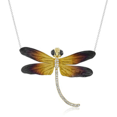 Dragonfly Pendant Necklace in 18k Gold with Diamonds DP227 WHITE 18K X