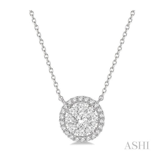 ASHI Round Shape Halo Lovebright Essential Diamond Pendant 9965VPPFVNKWG