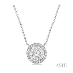 ASHI Round Shape Halo Lovebright Essential Diamond Pendant 9965VPPFVNKWG