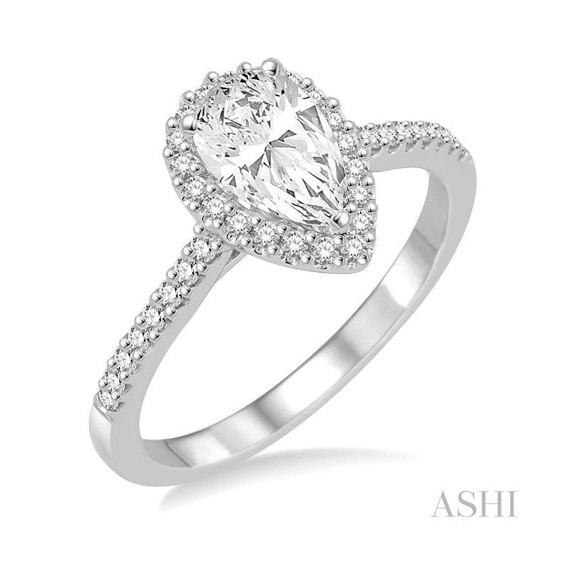 ASHI Pear Shape Halo Diamond Engagement Ring 214D3PPFVWG-LE