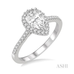 ASHI Pear Shape Halo Diamond Engagement Ring 214D3PPFVWG-LE
