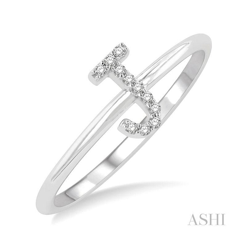 ASHI Block 'J' Initial Diamond Ring 365D9PPTSWG-J