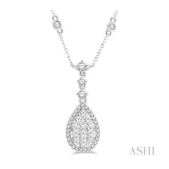 ASHI Pear Shape Halo Lovebright Diamond Necklace 99421PPFVNKWG