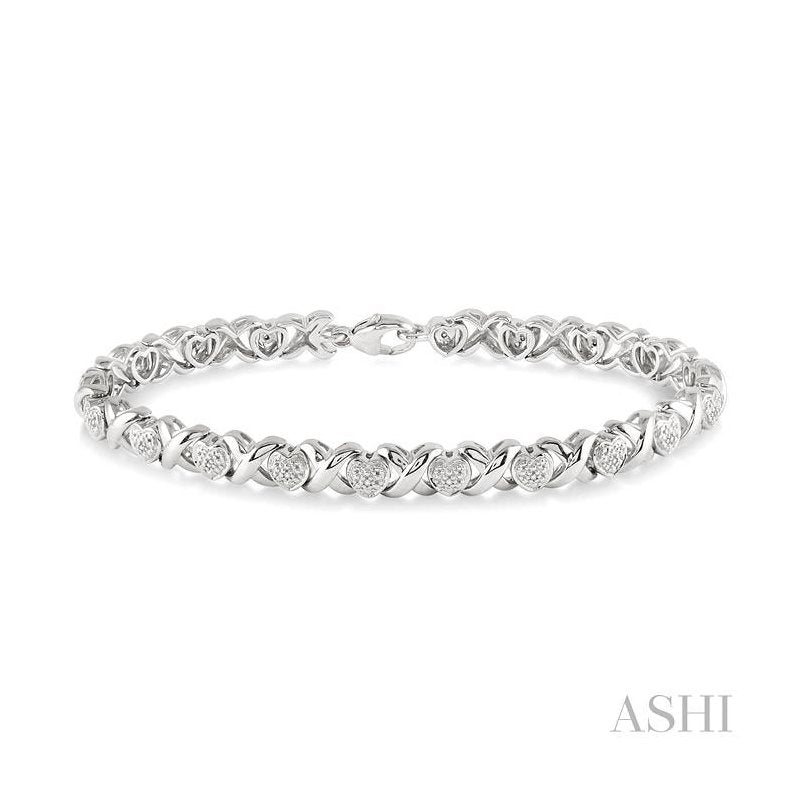 ASHI Silver Heart Shape Diamond Bracelet 85278PPSSSLTB