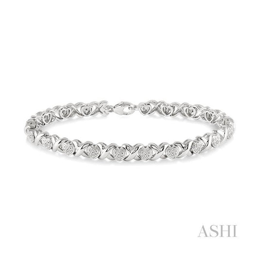 ASHI Silver Heart Shape Diamond Bracelet 85278PPSSSLTB