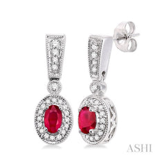 ASHI Oval Shape Gemstone & Halo Diamond Earrings 58345PPFNERRBWG