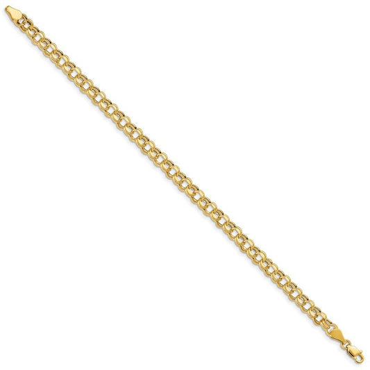 Quality Gold 14k Lite 5mm Double Link Charm Bracelet SSD1