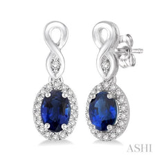 ASHI Oval Shape Gemstone & Halo Diamond Earrings 57098PPTSERSPWG