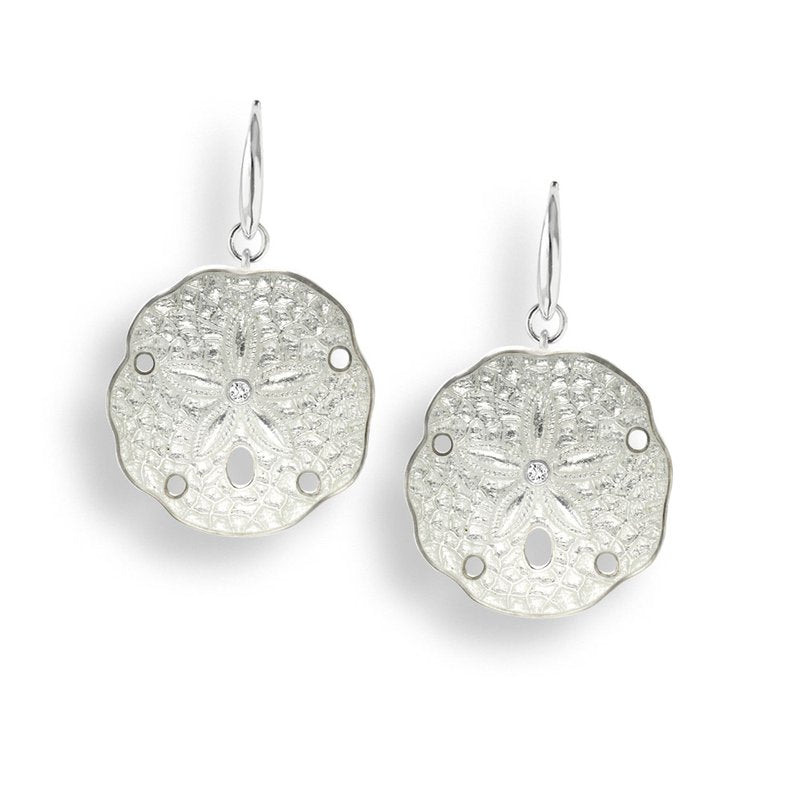 Ocean City Collection Sterling silver white enamel sand dollar earrings NW0368