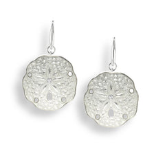 Ocean City Collection Sterling silver white enamel sand dollar earrings NW0368