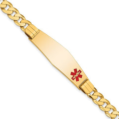 Quality Gold 14K Medical Soft Diamond Shape Red Enamel Curb Link ID Bracelet XM581FC