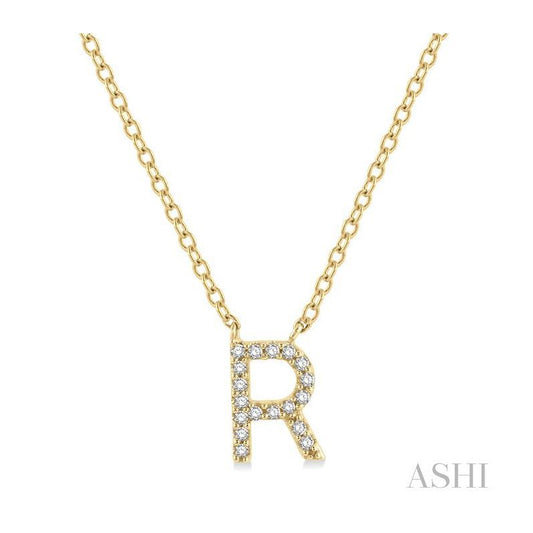 ASHI Block 'R' Initial Diamond Pendant 912F9PPFSPDYG-R